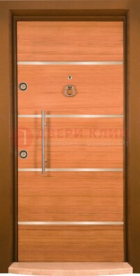 Коричневая входная дверь c МДФ панелью ЧД-11 в частный дом в Можайске