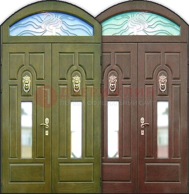 Стальная арочная дверь со стеклом ДА-17 для монолитного дома в Можайске