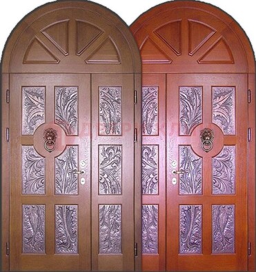 Металлическая арочная дверь со стеклом ДА-28 в коттедж в Можайске