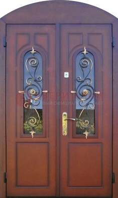 Двухстворчатая стальная дверь Винорит в форме арки ДА-55 в Можайске