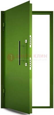 Зеленая металлическая бронированная дверь ДБ-8 в Можайске