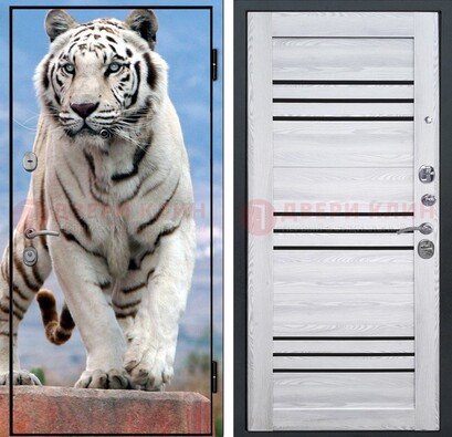 Стальная дверь с фотопечатью тигра ДФ-12 в Можайске