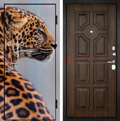 Металлическая дверь с фотопечатью леопарда ДФ-26 в Можайске