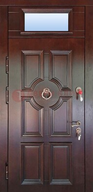 Стальная дверь с фрамугой в классическом стиле ДФГ-18 в Можайске