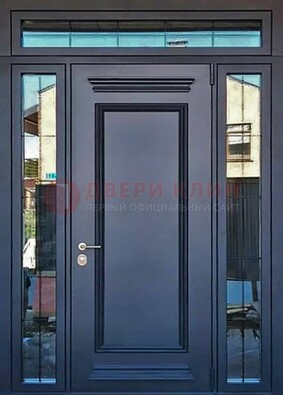 Черная металлическая дверь с фрамугой и филенкой ДФГ-19 в Черноголовке