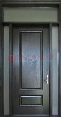 Черная металлическая дверь с фрамугами и стеклом ДФГ-24 в Можайске