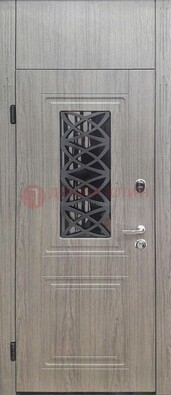 Металлическая дверь Винорит стекло и ковка с фрамугой ДФГ-33 в Можайске