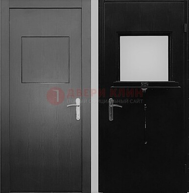 Черная стальная дверь в кассу ламинат внутри ДКС-3 в Можайске