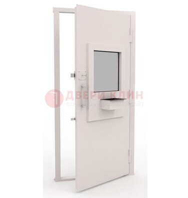 Белая металлическая дверь в кассу с нитроэмалью ДКС-4 в Можайске