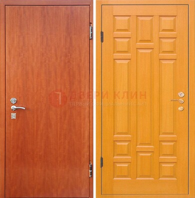 Оранжевая входная дверь с ламинатом МДФ внутри ДЛ-21 в Можайске