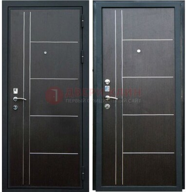 Наружная темная стальная дверь с МДФ ДМ-104 в Можайске