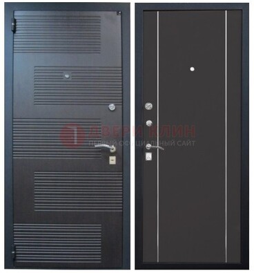 Темная металлическая дверь с МДФ ДМ-105 в деревянный дом в Можайске