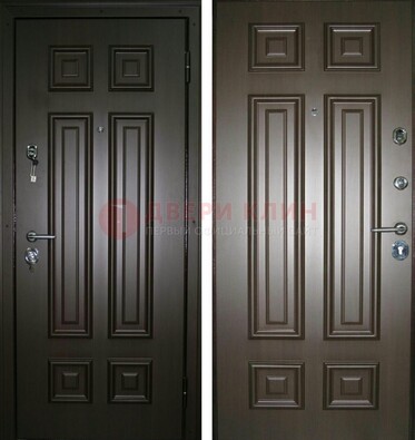 Темная металлическая дверь с МДФ ДМ-136 в квартиру в Можайске