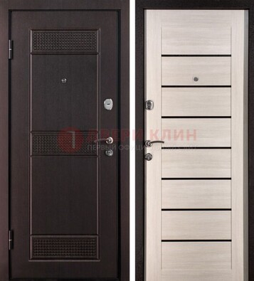Темная стальная дверь с МДФ ДМ-147 для улицы в Можайске