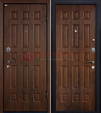 Коричневая металлическая дверь с МДФ ДМ-156 для квартиры в Можайске