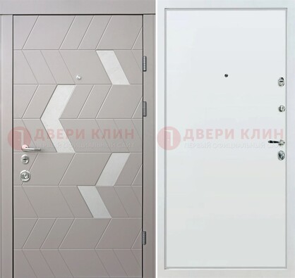 Светлая металлическая дверь с терморазрывом и МДФ панелью ДМ-190 в Можайске