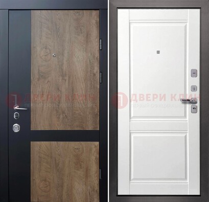 Черно-коричневая входная дверь с терморазрывом и МДФ ДМ-192 в Можайске