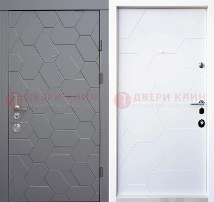 Серая стальная дверь с белой МДФ внутри ДМ-204 в Можайске