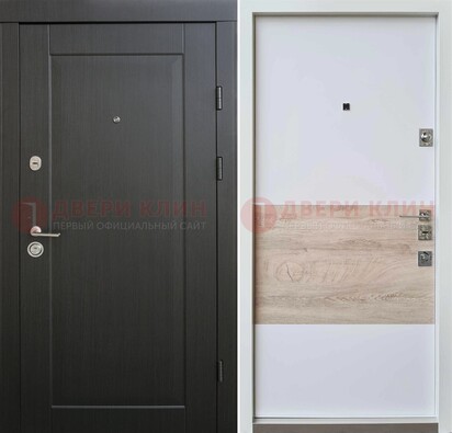 Черная металлическая дверь с белой МДФ внутри ДМ-230 в Можайске