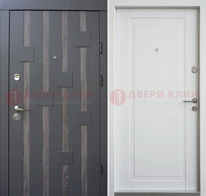 Темная металлическая дверь c белом МДФ внутри ДМ-231 в Можайске