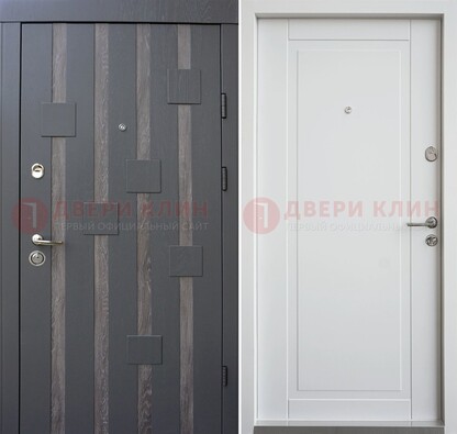 Темная металлическая дверь c белом МДФ внутри ДМ-231 в Можайске