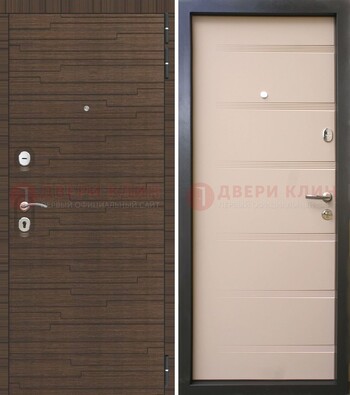 Коричневая  железная дверь c фрезерованной МДФ ДМ-248 в Можайске