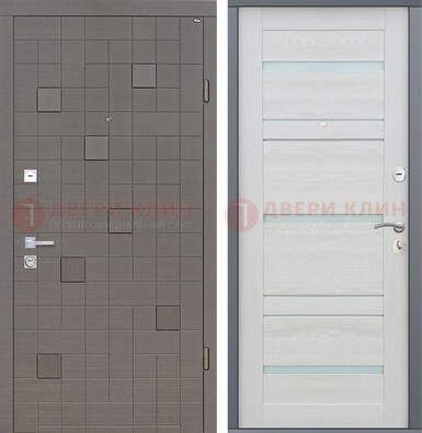 Металлическая серая входная дверь c белой МДФ ДМ-255 в Можайске
