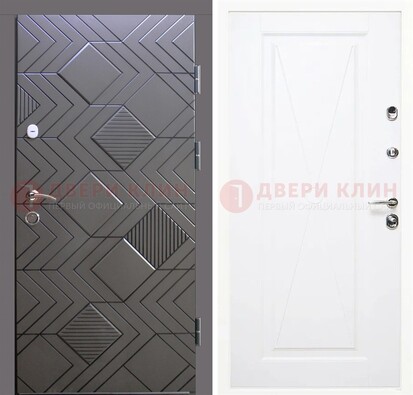 Железная серая дверь с МДФ в белом цвете ДМ-314 в Можайске