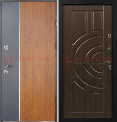 Стальная серая с коричневым дверь МДФ ДМ-331 в Можайске