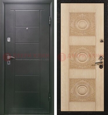 Темная железная дверь с МДФ в квартиру ДМ-344 в Можайске