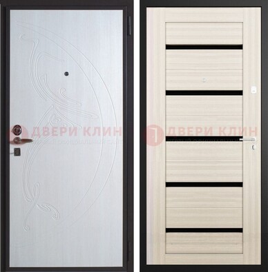 Белая стальная дверь с МДФ ДМ-346 в Можайске