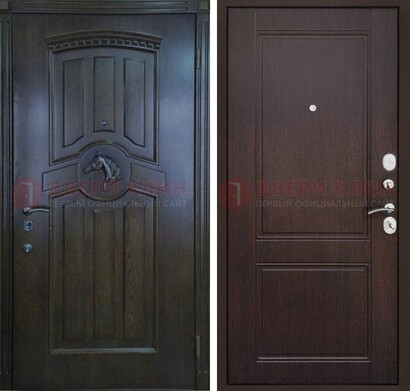 Темно-коричневая железная дверь с МДФ ДМ-350 в Лыткарино