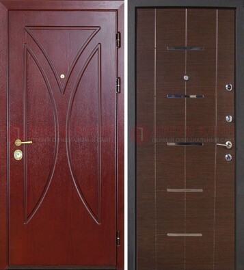 Темно-красная железная дверь с МДФ ДМ-370 в Можайске