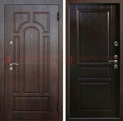 Железная дверь с коричневыми панелями МДФ ДМ-382 в Можайске