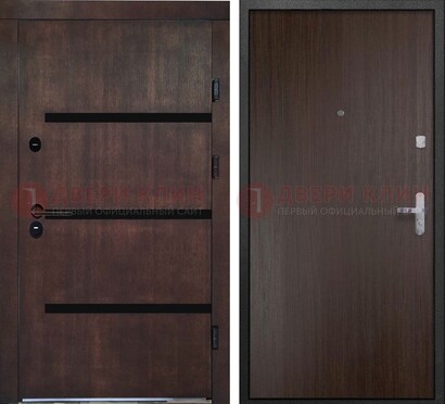 Темная стальная дверь с МДФ в стиле хайтек ДМ-414 в Краснознаменске