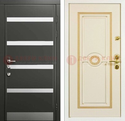 Металлическая дверь с серой и белой МДФ ДМ-419 в Зеленограде
