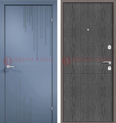 Синяя металлическая дверь МДФ в квартиру ДМ-434 в Можайске