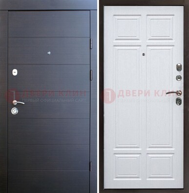 Коричневая железная дверь МДФ белая внутри ДМ-436 в Можайске