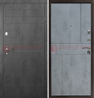 Серая железная дверь с МДФ в стиле хайтек ДМ-446 в Можайске