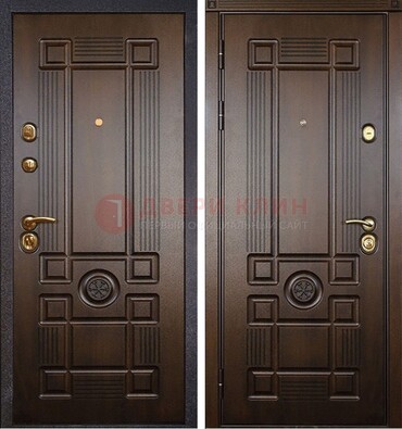 Квартирная коричневая железная дверь с МДФ ДМ-45 в Можайске
