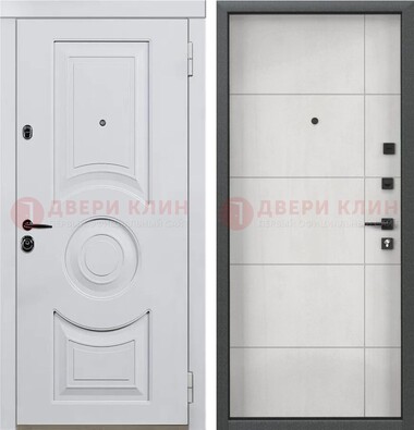 Белая железная дверь с МДФ в квартиру ДМ-463 в Рязани
