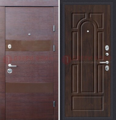 Железная дверь с коричневыми МДФ ДМ-464 в Казани