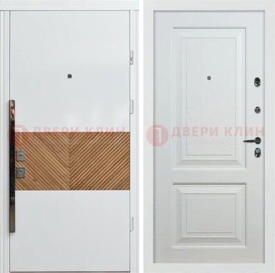 Белая железная дверь с МДФ в квартиру ДМ-476 в Можайске