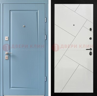 Синяя железная дверь с МДФ панелями ДМ-491 в Можайске