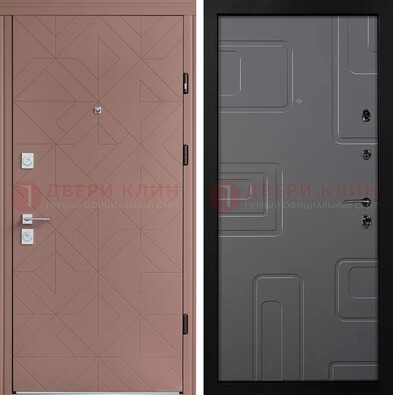 Красная стальная дверь в квартиру с МДФ хайтек ДМ-493 в Можайске
