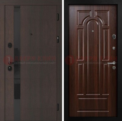 Темная входная дверь с МДФ панелями в квартиру ДМ-499 в Можайске