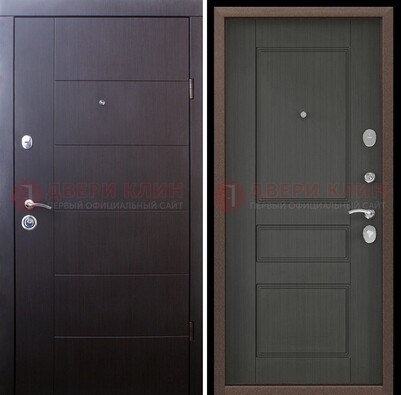 Темная металлическая дверь с разными МДФ ДМ-502 в Можайске