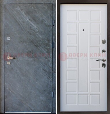 Железная дверь с МДФ серая и белая ДМ-505 в Можайске