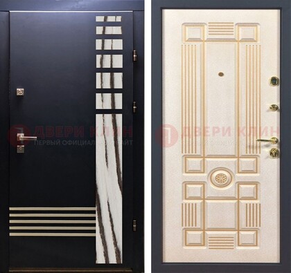 Черная железная дверь с МДФ панелями ДМ-510 в Можайске