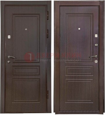 Антивандальная коричневая железная дверь с МДФ ДМ-61 в Можайске